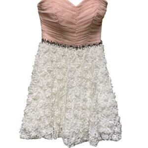 B. Darlin Women's Strapless Ruched Dress Floral Appliqué Size 5-6 Juniors Prom